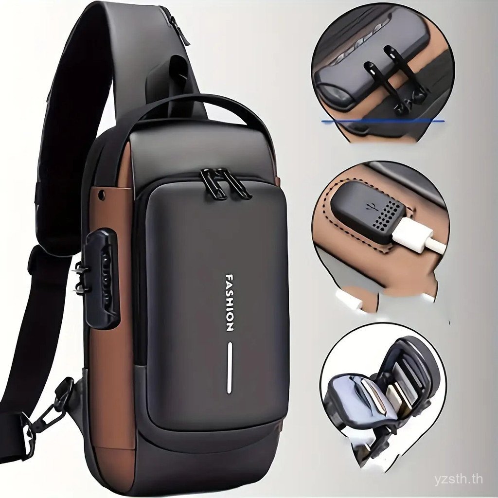 Anti-Theft Motorcycle Backpack with Lock, Convertible Crossbody Bag, Zipper Closure & Anti-Theft Compartment, Adjustable Shoulder Strap - Suitable for Commuting, Travel, Motorcycling - Large/Small Size Options - Men's Secure Motorcycle Crossbody Bag