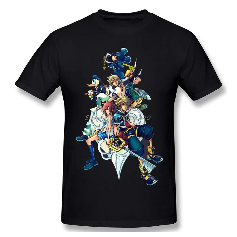 เสื้อยืดผู้ชาย Kingdom Hearts 2 - ลายตัวละคร ผ้าฝ้าย เสื้อยืด Kingdom Hearts ลายการ์ตูนตลก เสื้อยืดผ