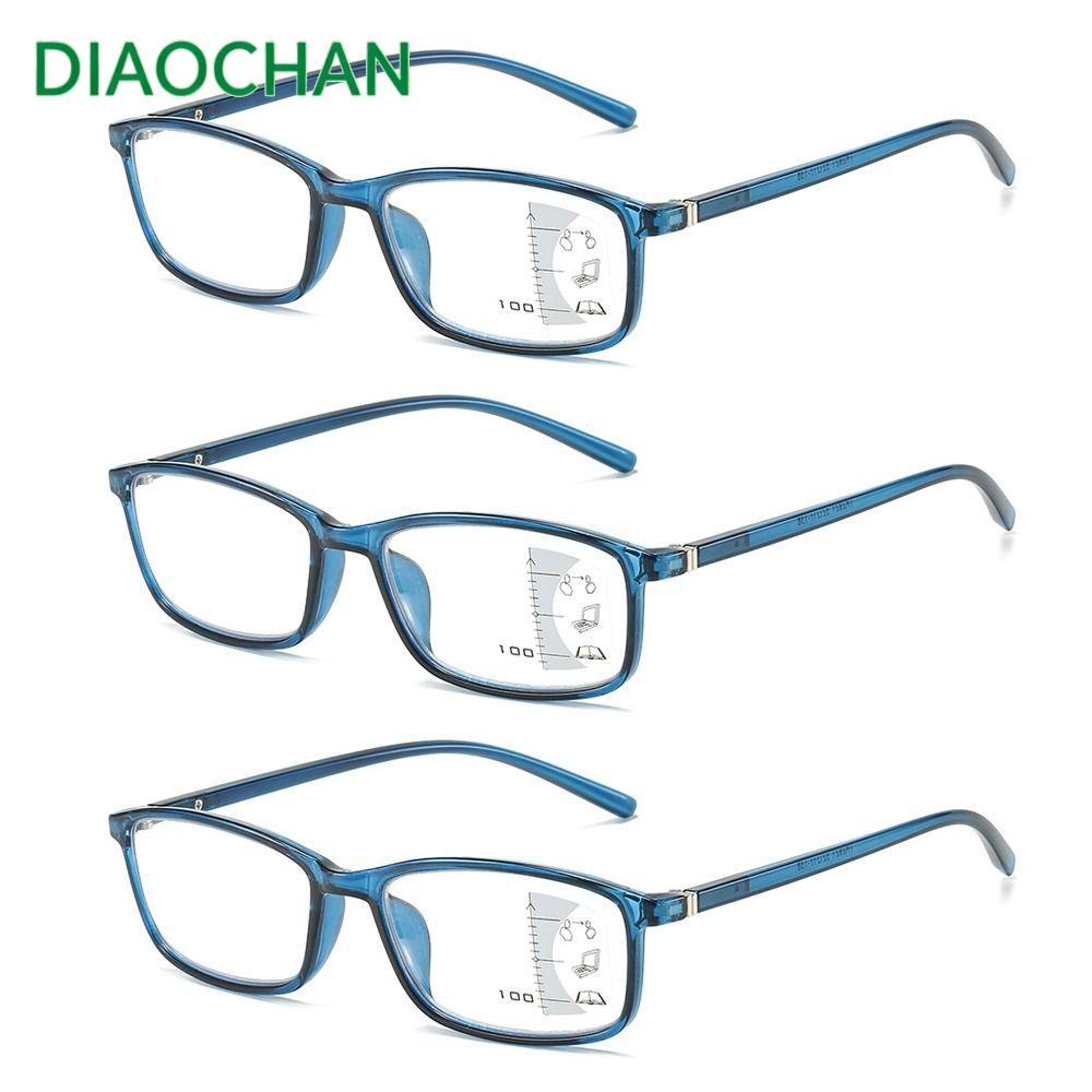 DICHATH แว่นอ่านหนังสือป้องกันแสงสีฟ้า, แว่นตา multifocal square, พกพาสะดวกสำหรับทั้งผู้ชายและผู้หญิง เพื่อการปกป้องดวงตาจากจอคอมพิวเตอร์และแท็บเล็ต