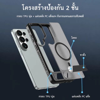Lereach เคสแม่เหล็กพร้อมขาตั้ง สำหรับ Samsung S26 Ultra S25 Ultra S24 Ultra S25 FE