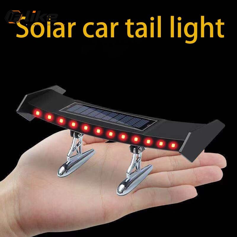 ไฟท้ายรถสปอยเลอร์ LED พลังงานแสงอาทิตย์ ขนาดเล็ก กระพริบเตือน กันน้ํา พร้อมเซนเซอร์อัจฉริยะ อุปกรณ์เสริมดัดแปลง