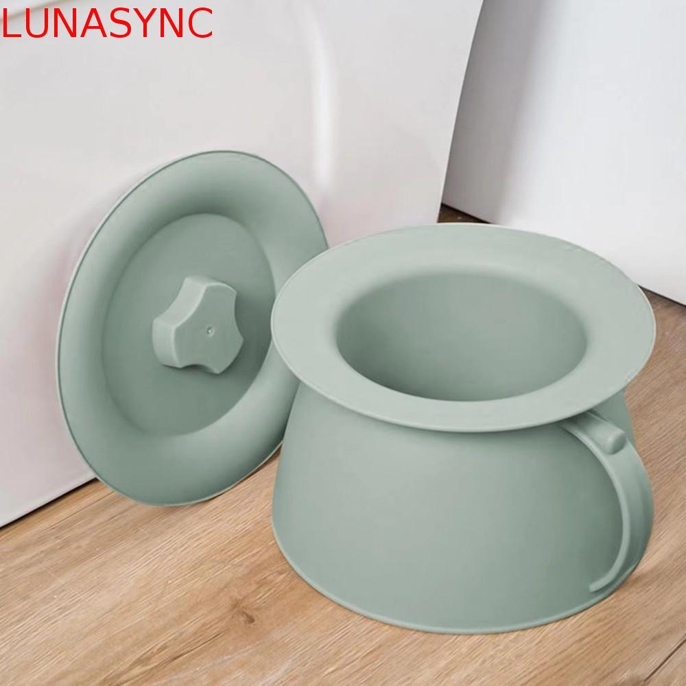 LUNASYNC Chamber Pot, Spittoon ป้องกันการรั่ว 1.5 ลิตร, พลาสติกหนาสุขาภิบาลพร้อมที่จับโถปัสสาวะแบบพกพากลางแจ้ง