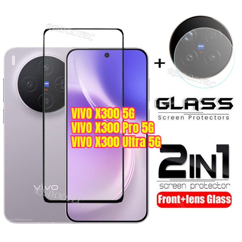 VIVO X300/X300 Pro/X300 Ultra ฟิล์มกระจกนิรภัย 2 in 1 พร้อมตัวป้องกันเลนส์คลุมเต็มจอ กาวเต็ม รองรับ 5G
