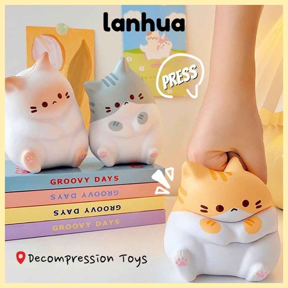 แลนฮัว ของเล่นบีบ,ฟื้นตัวช้าความเครียดที่วางจําหน่ายตุ๊กตาบีบอัด, น่ารัก ตุ๊กตา การ์ตูนน่ารักแมวปล่อยความวิตกกังวลของเล่น