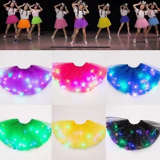 กระโปรงตูตู มีไฟ led กระโปรงสีรุ้ง พิมพ์ดาว เด็ก ผู้ใหญ่ ฟรีไซส์ ชุดเต้น งานแสดง กีฬาสี