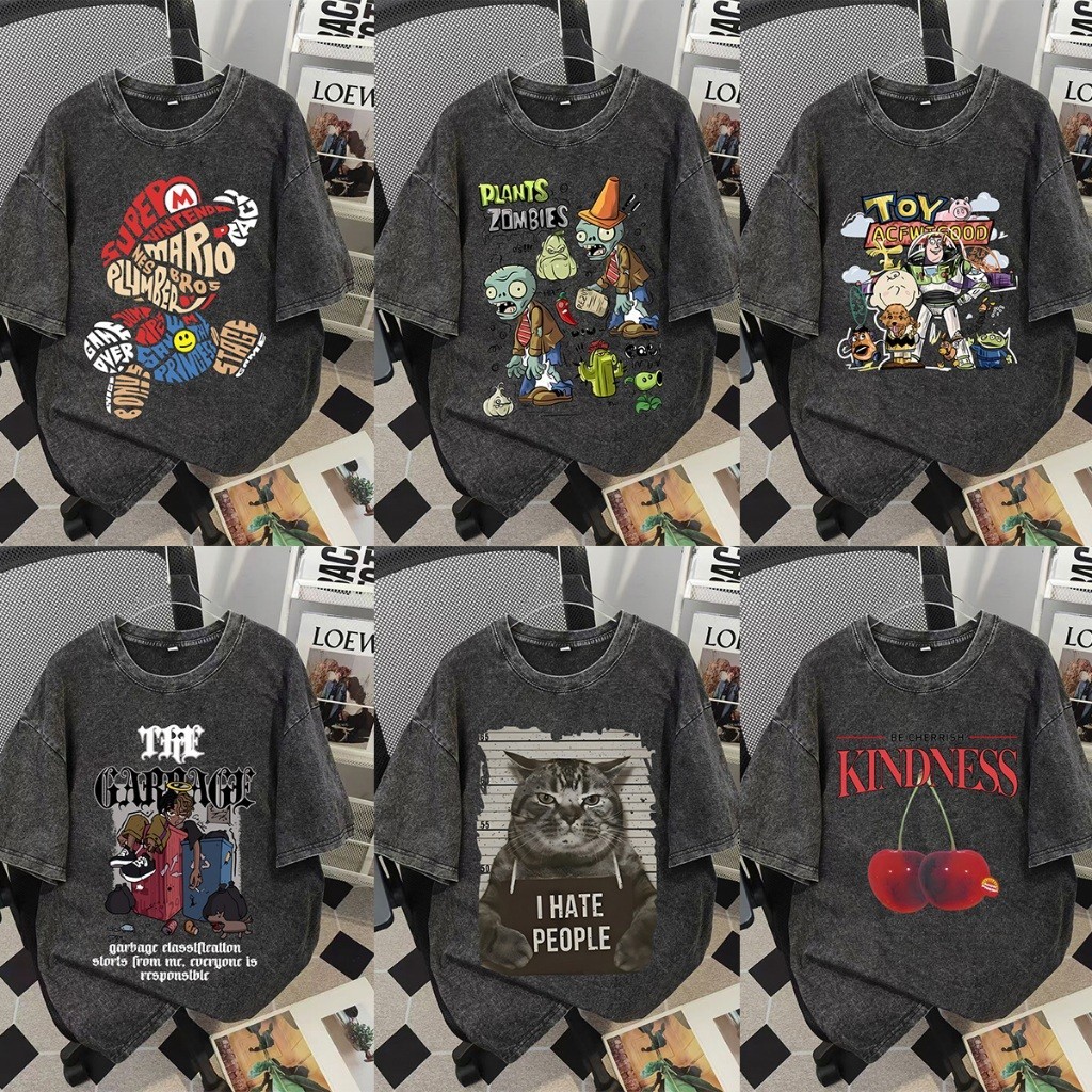 M-3XL มีหลายไซส์ให้เลือก ผ้าคอตตอน 100% เสื้อยืดฟอกขาว เสื้อยืดผู้หญิง เสื้อยืดผู้ชาย ใส่ได้ทั้งชายและหญิง พิมพ์สกร