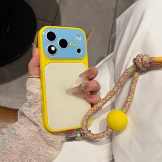 ป้องกันเลนส์สีลูกกวาดอะคริลิ Wrsit สายคล้องเคสโทรศัพท์สําหรับ iPhone 17Promax 17Pro 13 14 15 16 Pro Max กันกระแทกผู้หญิงฝาครอบมือถือ