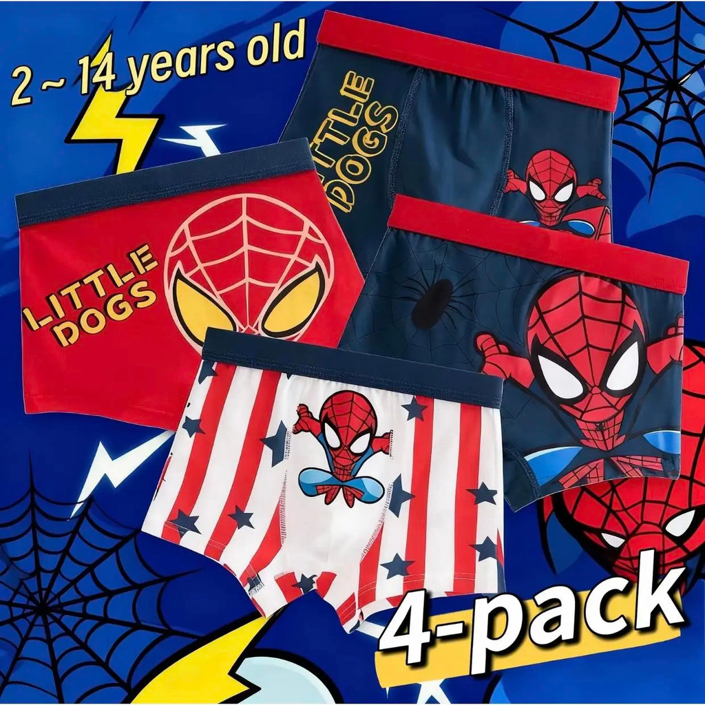Cartoon embroidered boxer briefs for boys aged 3-14, breathable and comfortable children's underwear, suitable for young