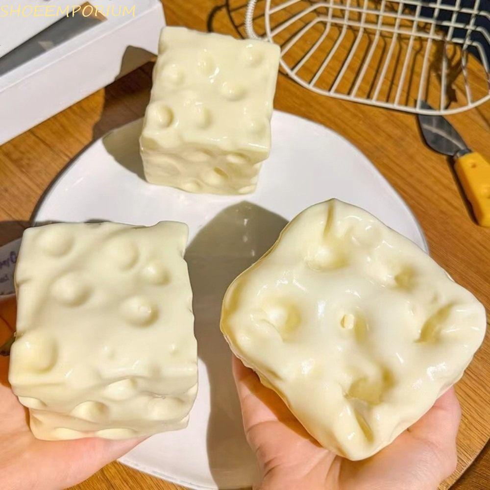 SHOEEMPORIUM ชีส Squeezed Cube, 6/7 ซม.Super Soft ชีส Pinch, Sensory ของเล่นความวิตกกังวลบรรเทา TPR สบายไม่ Rebound Fidget ของเล่นความเครียดบรรเทา