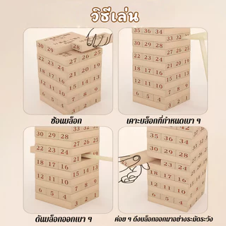 สต็อกท้องถิ่น เกมจังก้าไม้ตึกถล่ม 54pcs บล็อกไม้ตึกถล่ม เกมส์ต่อตึก ของเล่นไม้ การพัฒนาความคิด ฝึกสมาธิ