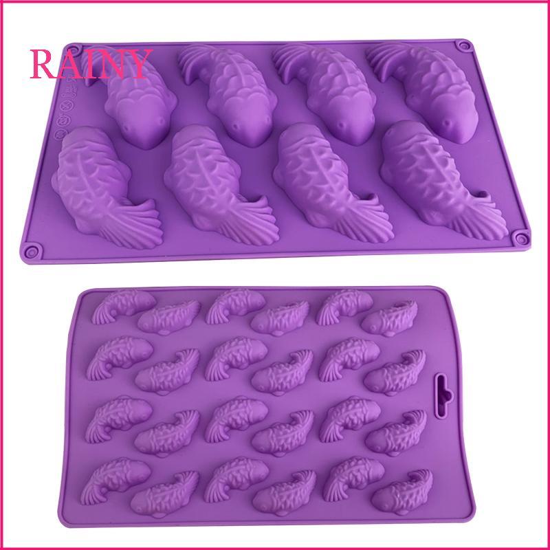 RAINY แม่พิมพ์เค้กซิลิโคนปลาคาร์พรูปปลาซิลิโคน Mould Fondant ช็อกโกแลต Moulds สําหรับ DIY สบู่ตกแต่งเบเกอรี่ Gadget