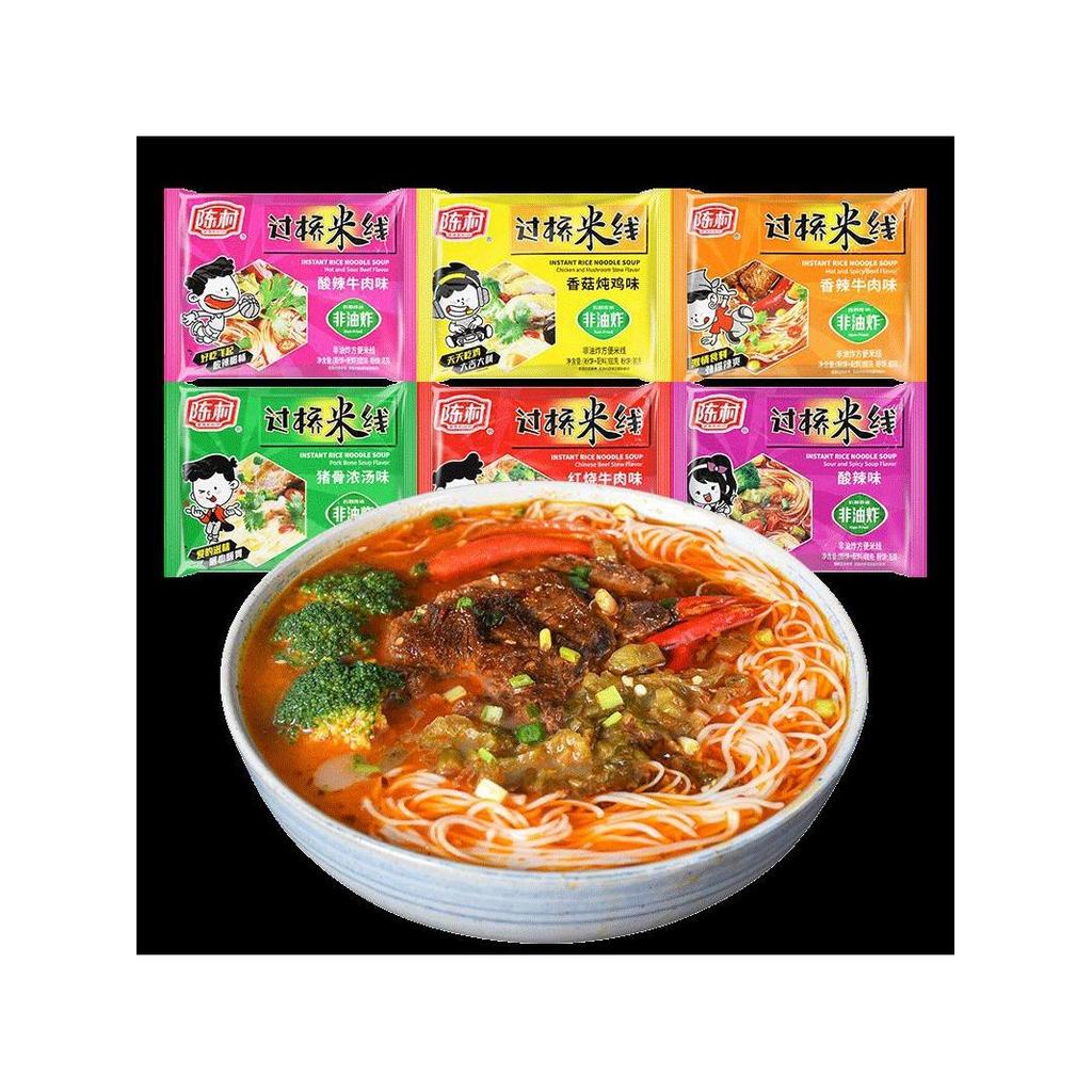 Shunde Chencun Rice Noodles บะหมี่กึ่งสําเร็จรูปแท้ Non-Fried Hot Sour Bagged Wide Noodles Instant N