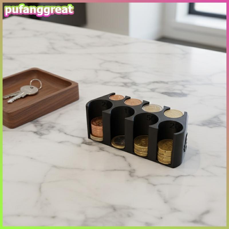 Pufanggreat Euro Coin Storage Holder 2 Euro 1 Euro 50 Cent Change Dispenser Box Easy Access Organize