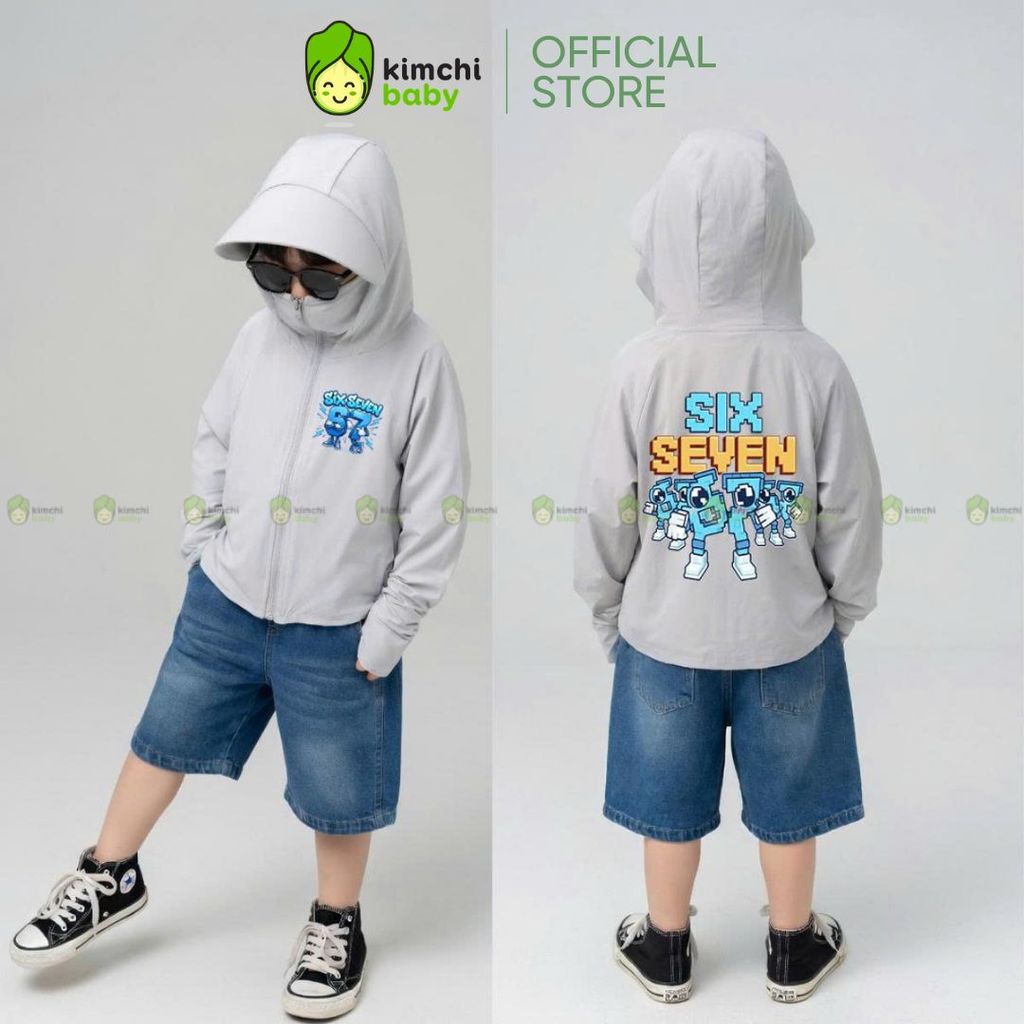 KIMCHIBABY เสื้อกันแดดสําหรับเด็กผู้ชายผ้าไอซ์คูลระดับพรีเมียมระบายอากาศป้องกันรังสียูวีหกเจ็ด 67 Br