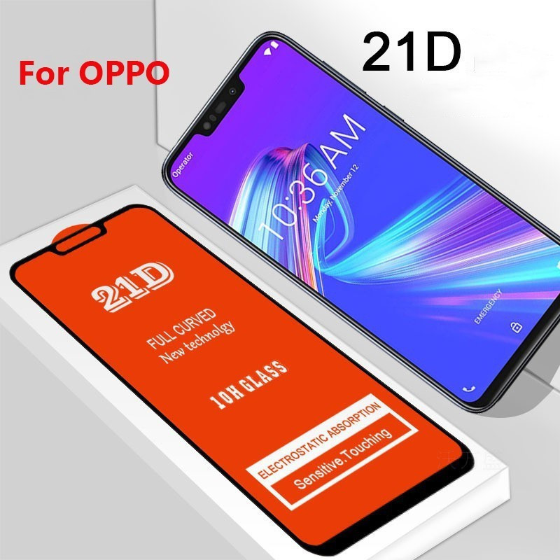 21D 10H Full Screen ProtectorกระจกนิรภัยOppo Realme Reno R15 R17 A31 A5 A3S A9 6 2 3 5 2F F11 X NEX 