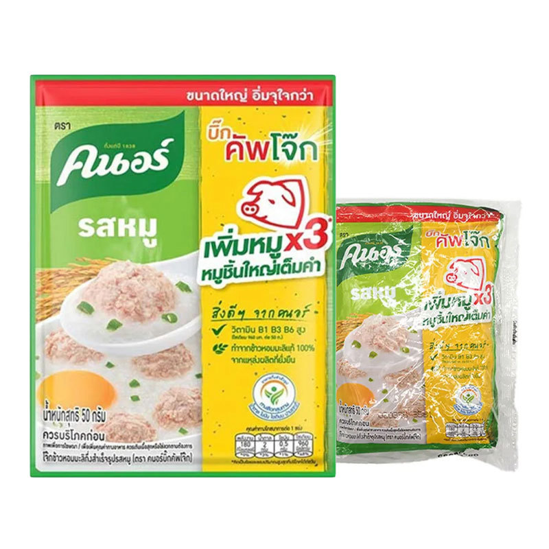 คนอร์ โจ๊กกึ่งสำเร็จรูป จัมโบ้ รสหมู 50 ก. x 4 (KNORR Sachet Jumbo Jok Pork 50 g x 4)