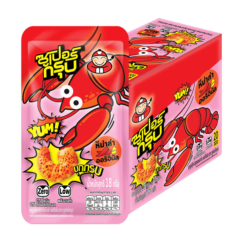 ซูเปอร์กรุบ บุกรูปกุ้ง รสหม่าล่า ออริจินัล 360 ก. (SUPER GROOB Konjac Snack Shrimp Mala Original 360 g)