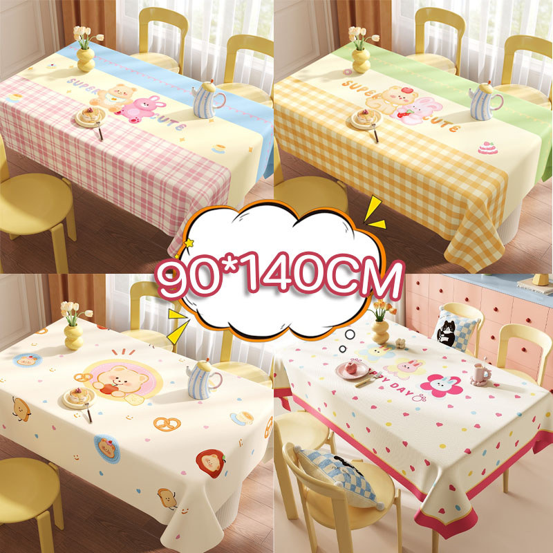 COD ผ้าปูโต๊ะ ผ้าปูโต๊ะลายการ์ตูน PVC สไตล์โดปามีน 90*140CM กันน้ํา น้ํามัน ทนความร้อนสูง ตกแต่งบ้าน