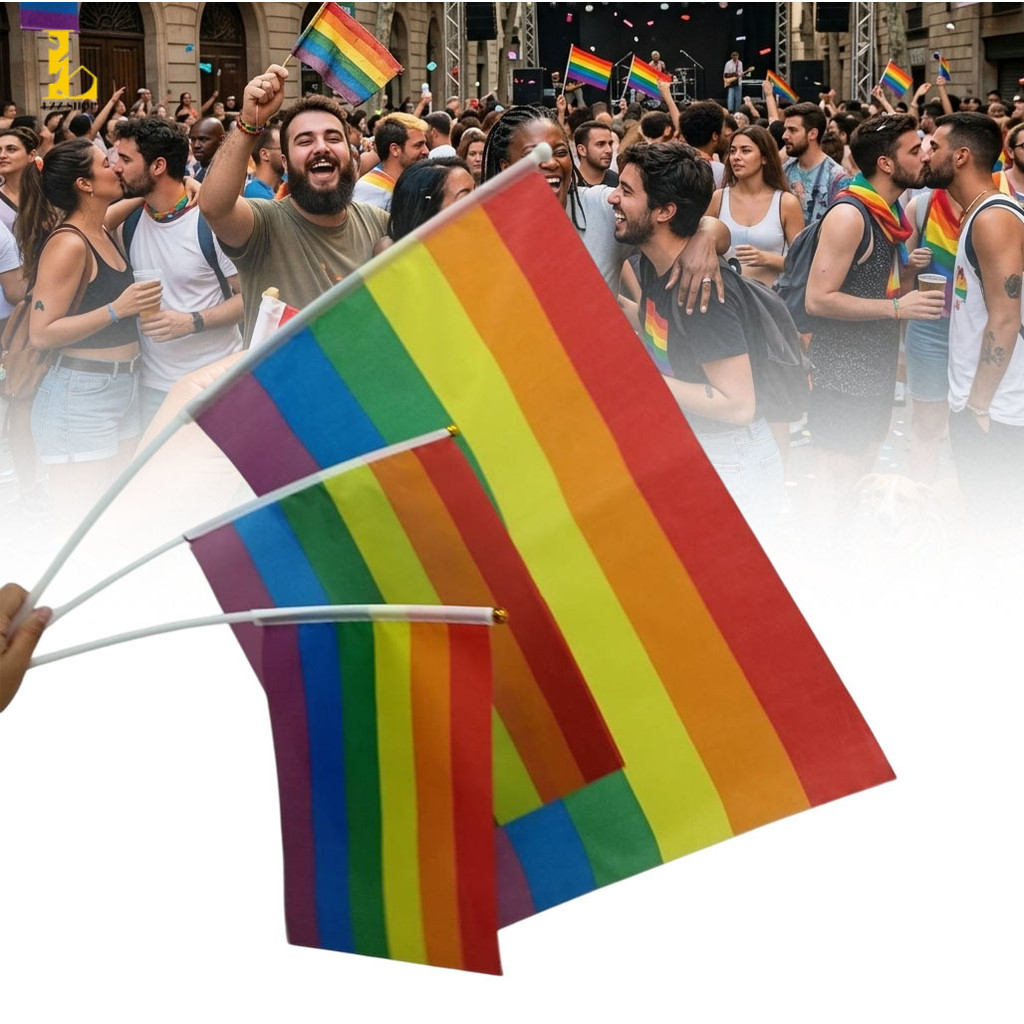 🏳‍🌈 ธง LGBT flag ธงสายรุ้ง Rainbow flag ธงพร้อมก้าน ธงหลากหลายทางเพศ ธงสีรุ้ง Pride Month