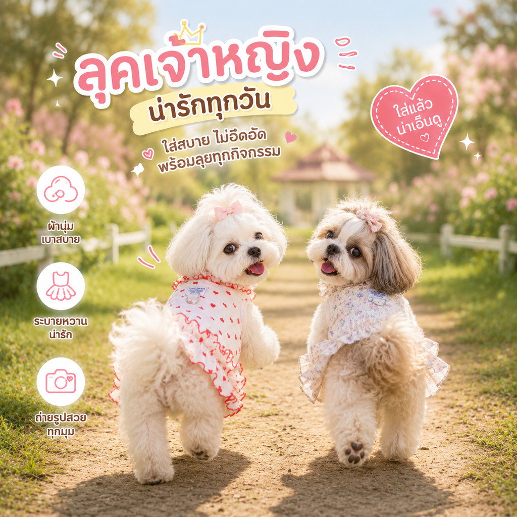 ชุดสัตว์เลี้ยงลายจุดสีแดงน่ารัก ใส่สบายระบายอากาศ ไซส์ XS-2XL สำหรับแมวสุนัข