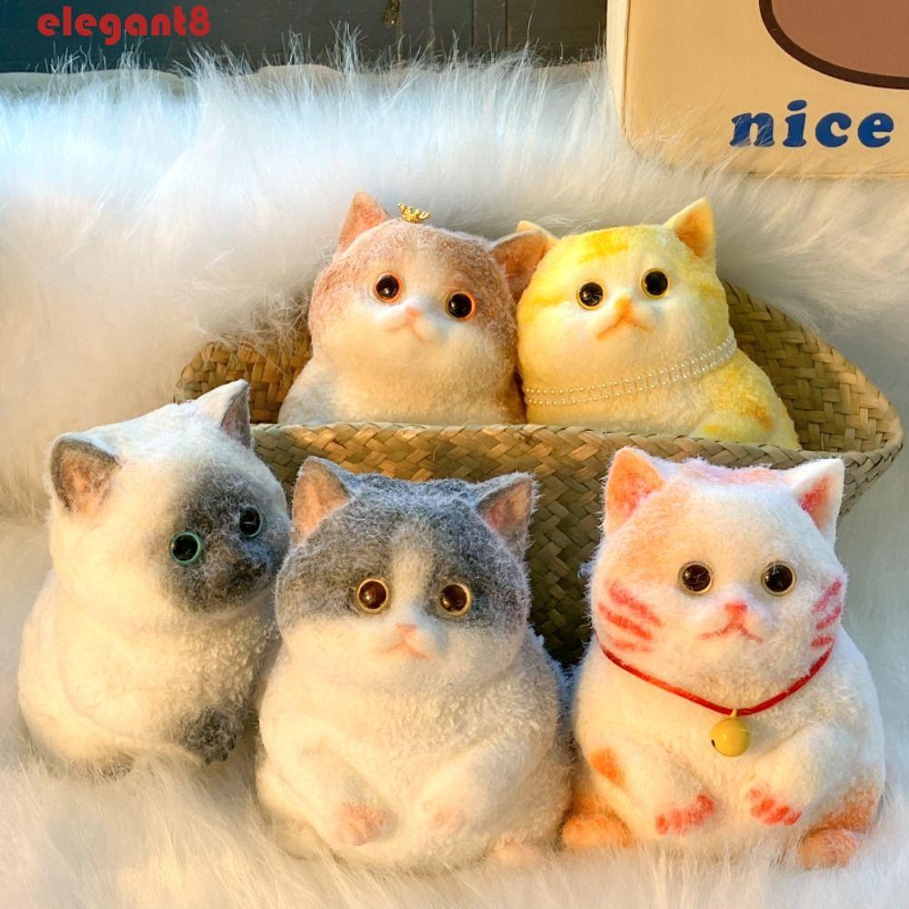สง่างาม ตุ๊กตาแมวใหญ่บีบของเล่น,ฟื้นตัวช้าที่มีสีสันจําลองแมวบีบของเล่น,น่ารักนุ่มมินิการ์ตูนแมวอยู่ไม่สุขของเล่นประสาทสัมผัส