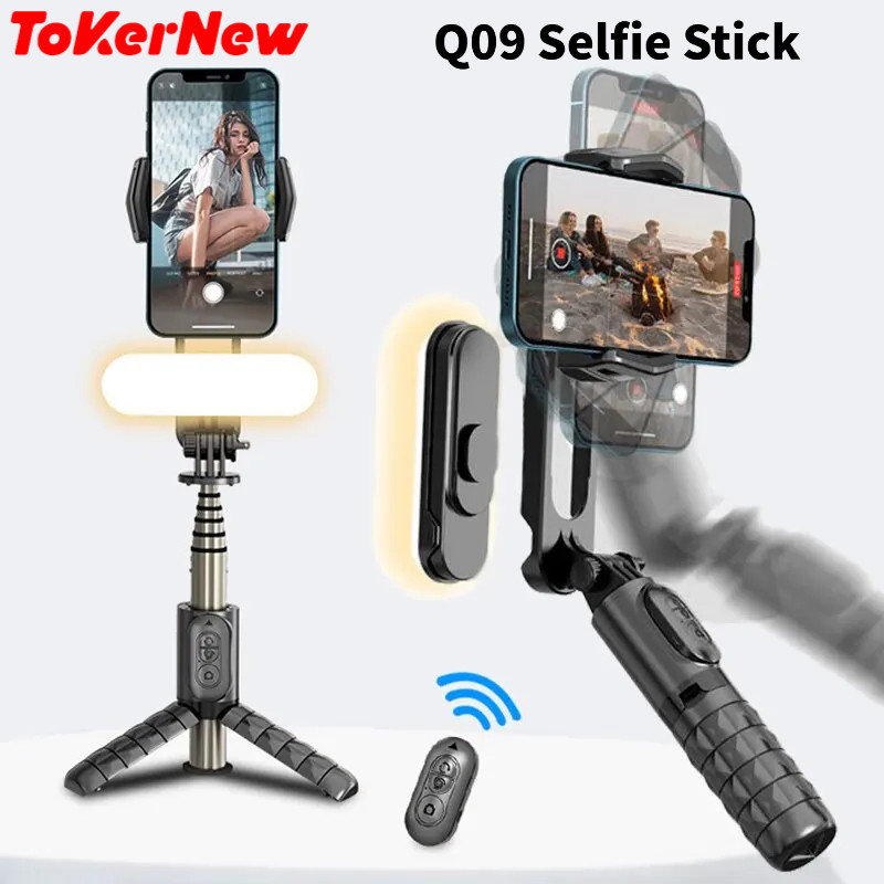 ToKerNew Q09 Gimbal Stabilisateur Estbilizador Selfie Stick เติมแสงสมาร์ทโฟน Baseus มือถือ Action Ka