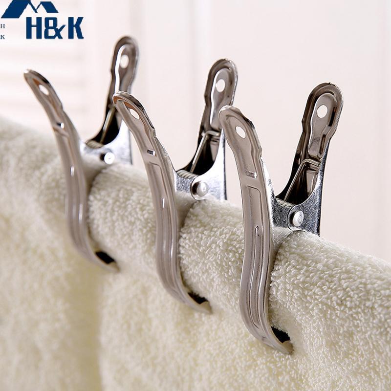 [H&K] 5/6/10/20pcs คลิปสแตนเลสหนีบผ้า Big Beach เก้าอี้ผ้าเช็ดตัวคลิป Clamp สําหรับผ้านวม Windproof Clipping Clamps {th}