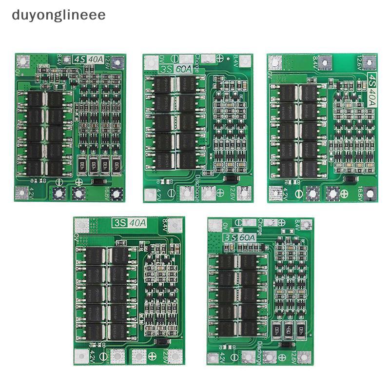 (duyonglineee) 3S 4S 40A 60A Li-ion Charger Protection Board 18650 BMS สําหรับมอเตอร์เจาะ 11.1V 12.6V/14.8V 16.8V เสริมสมดุลใหม่