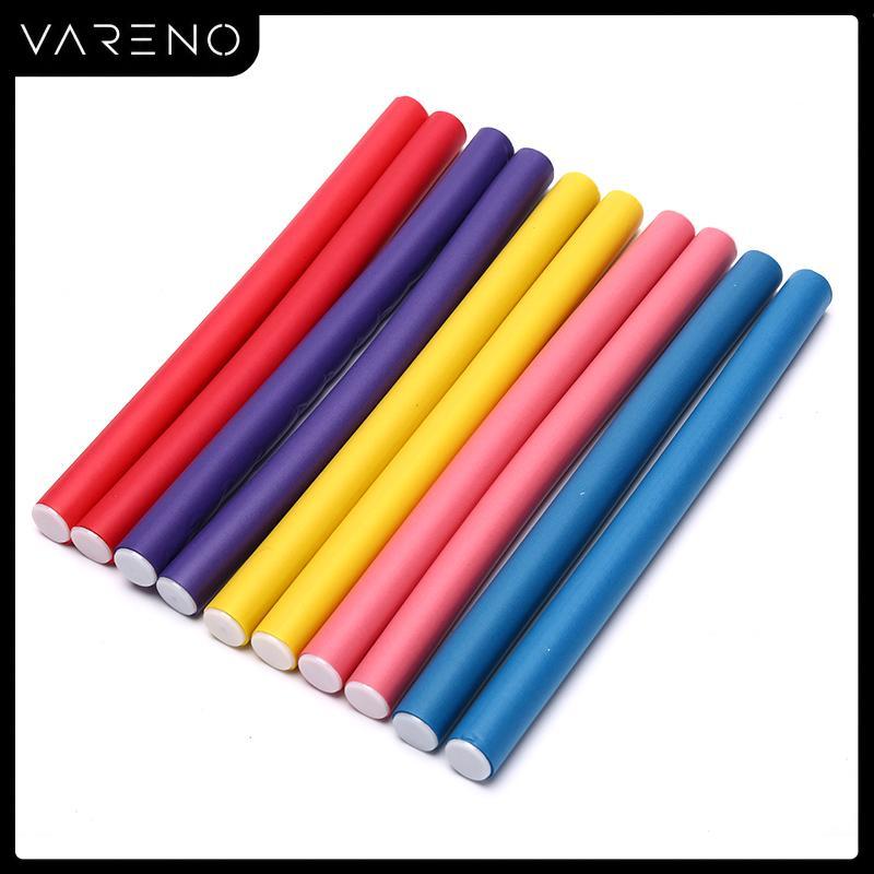 Vareno แท่งม้วนผมยืดหยุ่น10ชิ้น, แท่งม้วนผมดัดลอนแบบฟองนิ่ม