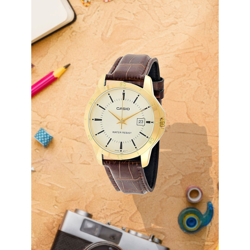 CASIO (CASIO) Business Commuter Simple Classic Pointer นาฬิกาข้อมือผู้ชายควอตซ์กันน้ํา MTP-V004GL-9A