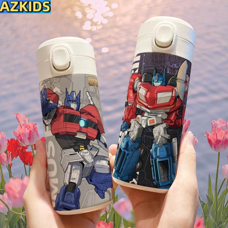 Transformers การ์ตูนกระติกน้ําร้อนความจุขนาดใหญ่น้ําหนักเบาขวดน้ําสแตนเลสถ้วยน้ํา