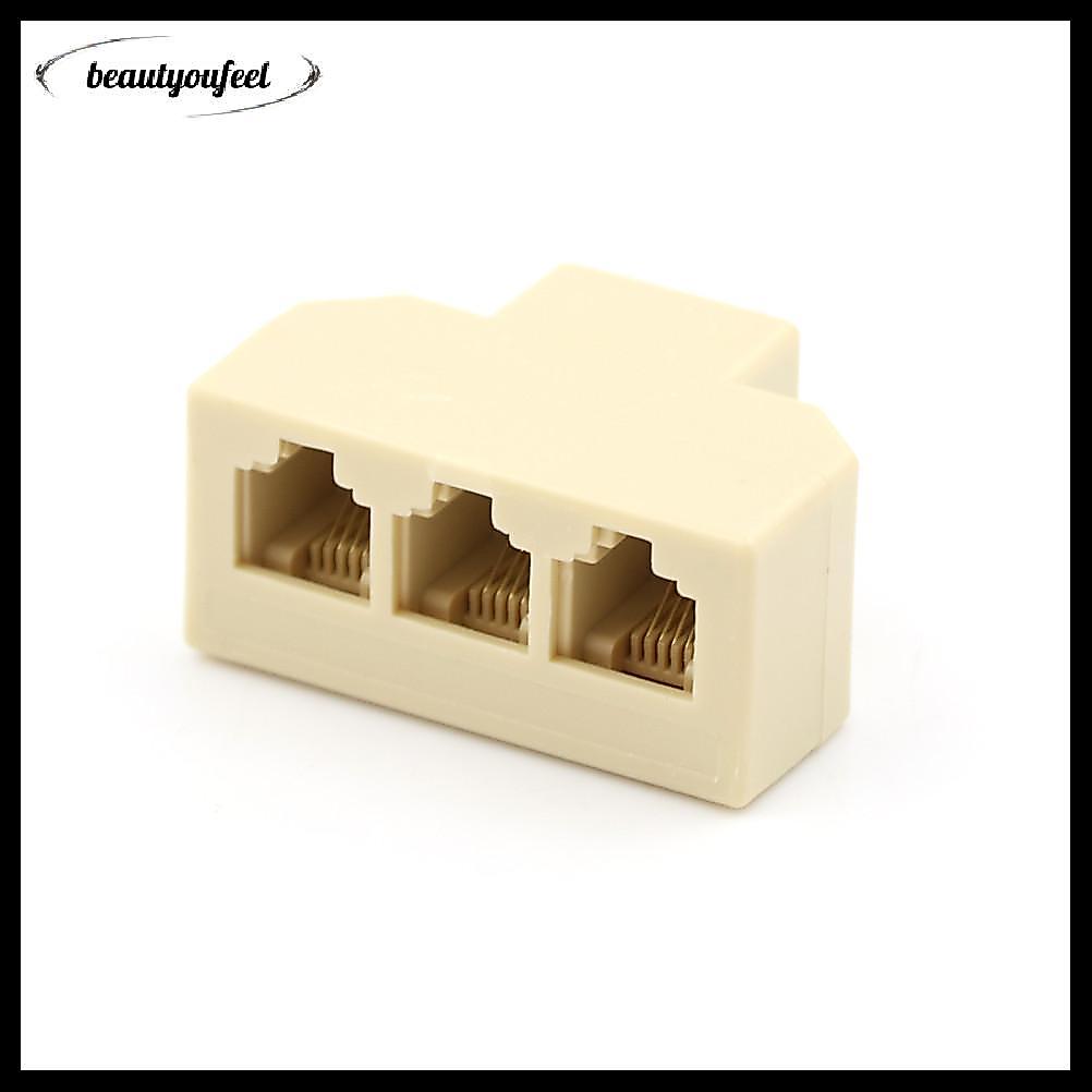 [Beautyoufeel] 1PC RJ11 Splitter 3 Way Adapter 1 M ถึง 3 F RJ-11 6P4C Phone Ja Splitter
