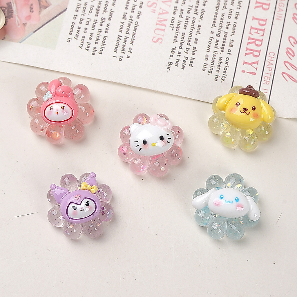 10 ชิ้นดอกไม้ San Rio เสน่ห์เรซินน่ารักสําหรับ DIY (แข็ง 3-83)(โปร่งใส 3169)