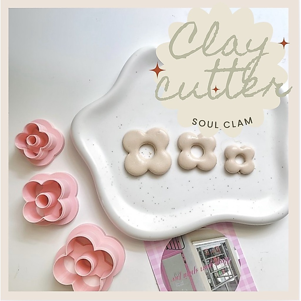Clay Cutter ตัวตัดดินโพลิเมอร์ minimal flower พิมพ์กดดินทำต่างหู ดอกไม้ ตัดขาดง่าย polymer clay ct12