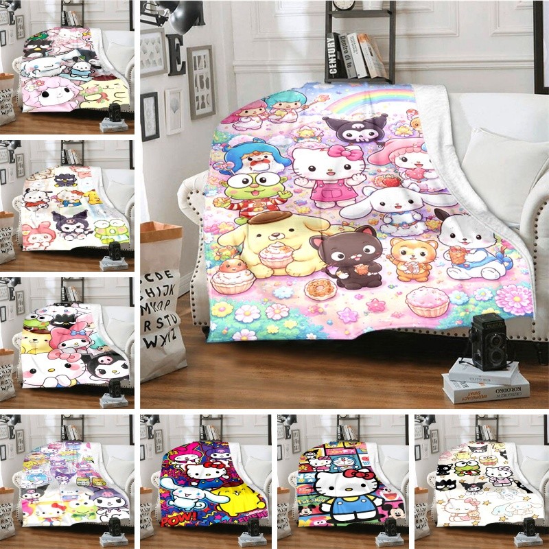 Mexican style sanrio ผ้าห่มขนแกะลายการ์ตูน plush cozy throw ผ้าห่มสําหรับวัยรุ่นและเด็กสาว