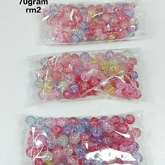 (BEADS) 8MM CRACKLE BEADS -70 GRAM/PACK