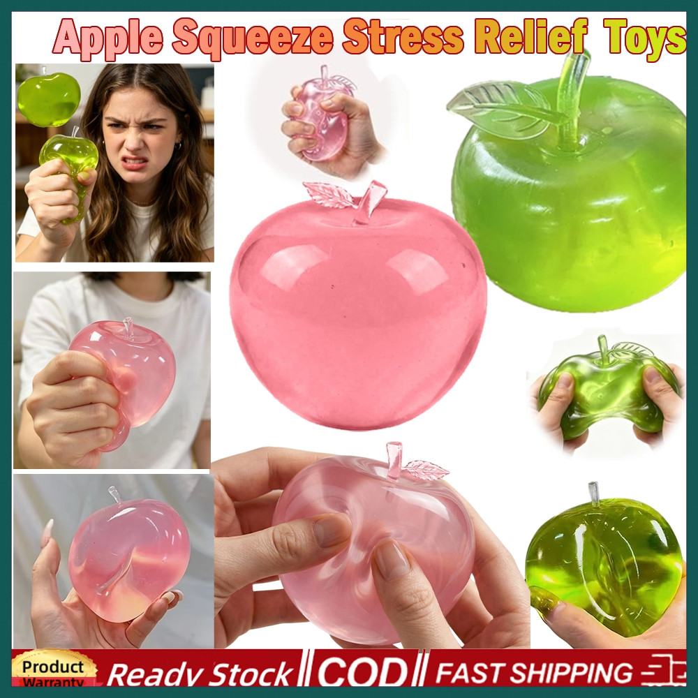 Apple Squeeze ของเล่นบีบ Ball Fidgets จําลองโปร่งใสสีฟ้า/สีชมพู Slow-rebound Decompression ของเล่น