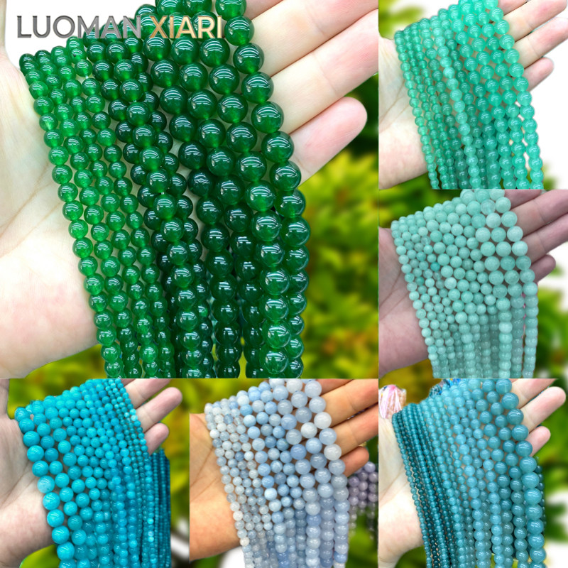 4-12 มม.หินธรรมชาติสีต่างๆ Chalcedony รอบหลวม Spacer ลูกปัดสําหรับเครื่องประดับทํา Diy สร้อยข้อมือ Charms อุปกรณ์เสริม 15
