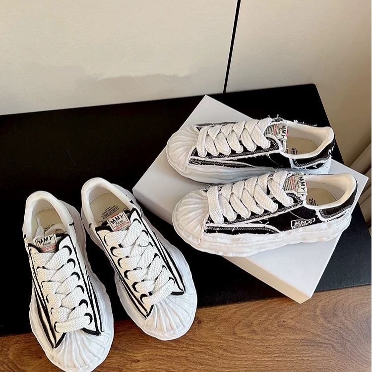 Mihara Kangyu mmy ละลายรองเท้าผ้าใบรองเท้า Frayed Shell Toe หนาSoled ญี่ปุ่นรองเท้ากีฬาลําลอง