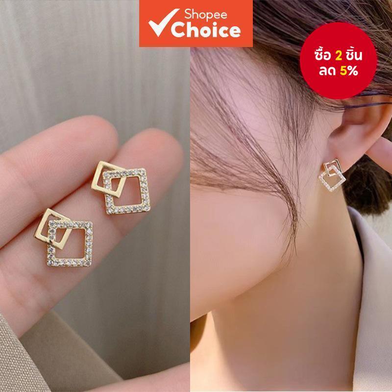 Chic Square Geometric ต่างหู Minimalist Unique Studs Elegant เครื่องประดับอเนกประสงค์สําหรับผู้หญิง