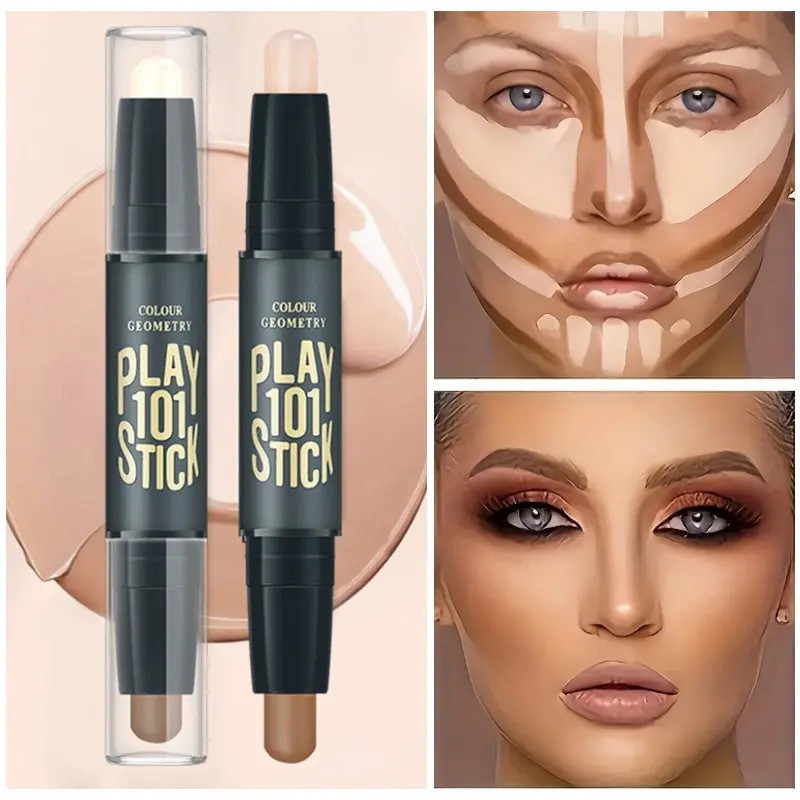 2 in 1 คอนซีลเลอร์ Double Head 3D ไฮไลท์ Shadow Face Contouring Stick Corrective ปากกาเครื่องมือแต่ง