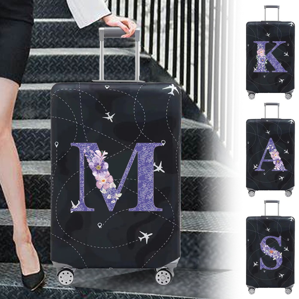 Luggage Cover Stretch Fabric SuitProtector Baggage Dust Cover Printing Purple Flower Suitable 18-32 