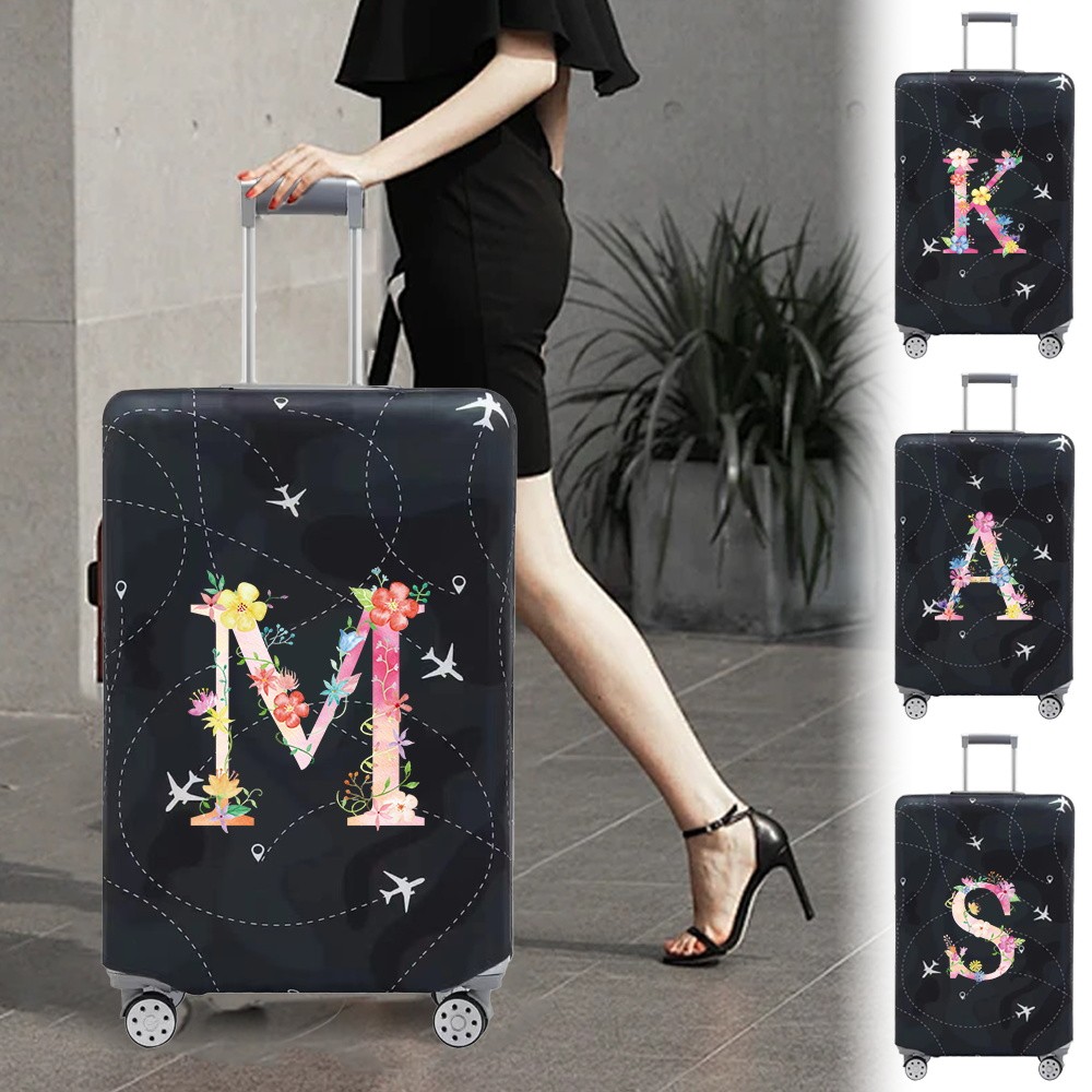 Luggage Cover Stretch Fabric SuitProtector Baggage Dust Cover Printing Pink Letter Suitable 18-32 In