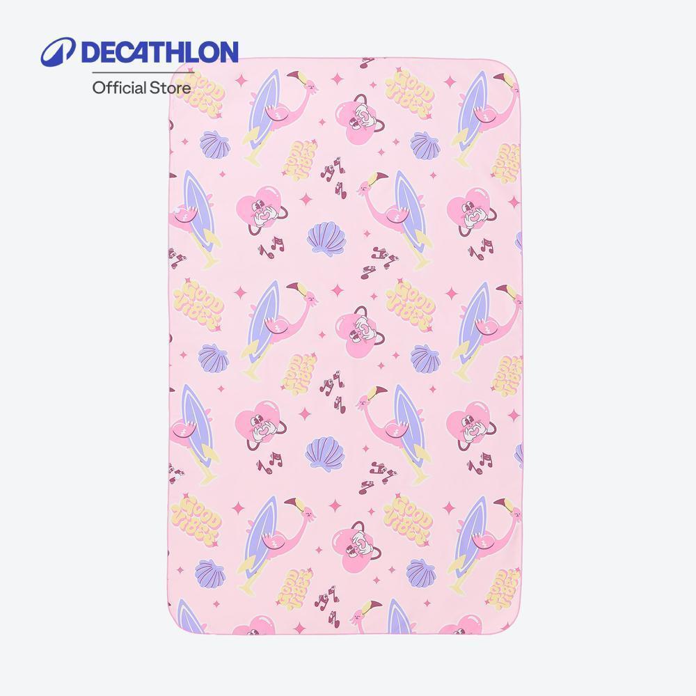 Decathlon Compact Microfibre Swimming Towel With Snaps Size L 80 X 130 Cm ผ้าขนหนูไมโครไฟเบอร์ (พิมพ์ลาย) - Pink/Grovvy