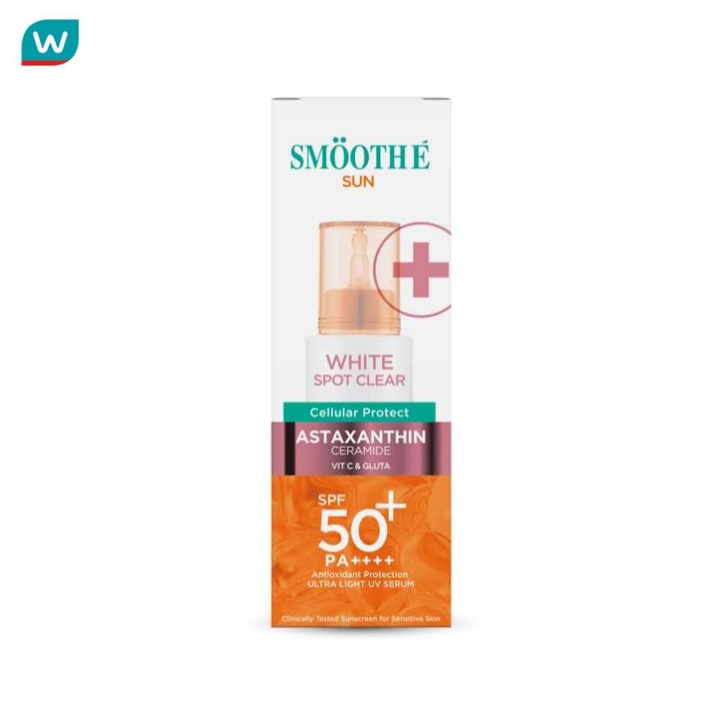 Smooth E สมูทอี ซัน แอสต้า ไวท์ สปอต เคลียร์ SPF50+ PA++++ 30 กรัม (สูตรผิวกระจ่างใส)