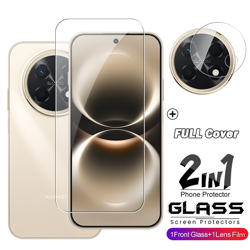 2in1 สําหรับลายนิ้วมือปลดล็อคกระจกนิรภัยสําหรับ HUAWEI Nova15 Max Nova14 Nova15Max 15 5G 3D Protector เต็มหน้าจอฝาครอบ HD หน้าจอเลนส์ป้องกันฟิล์ม