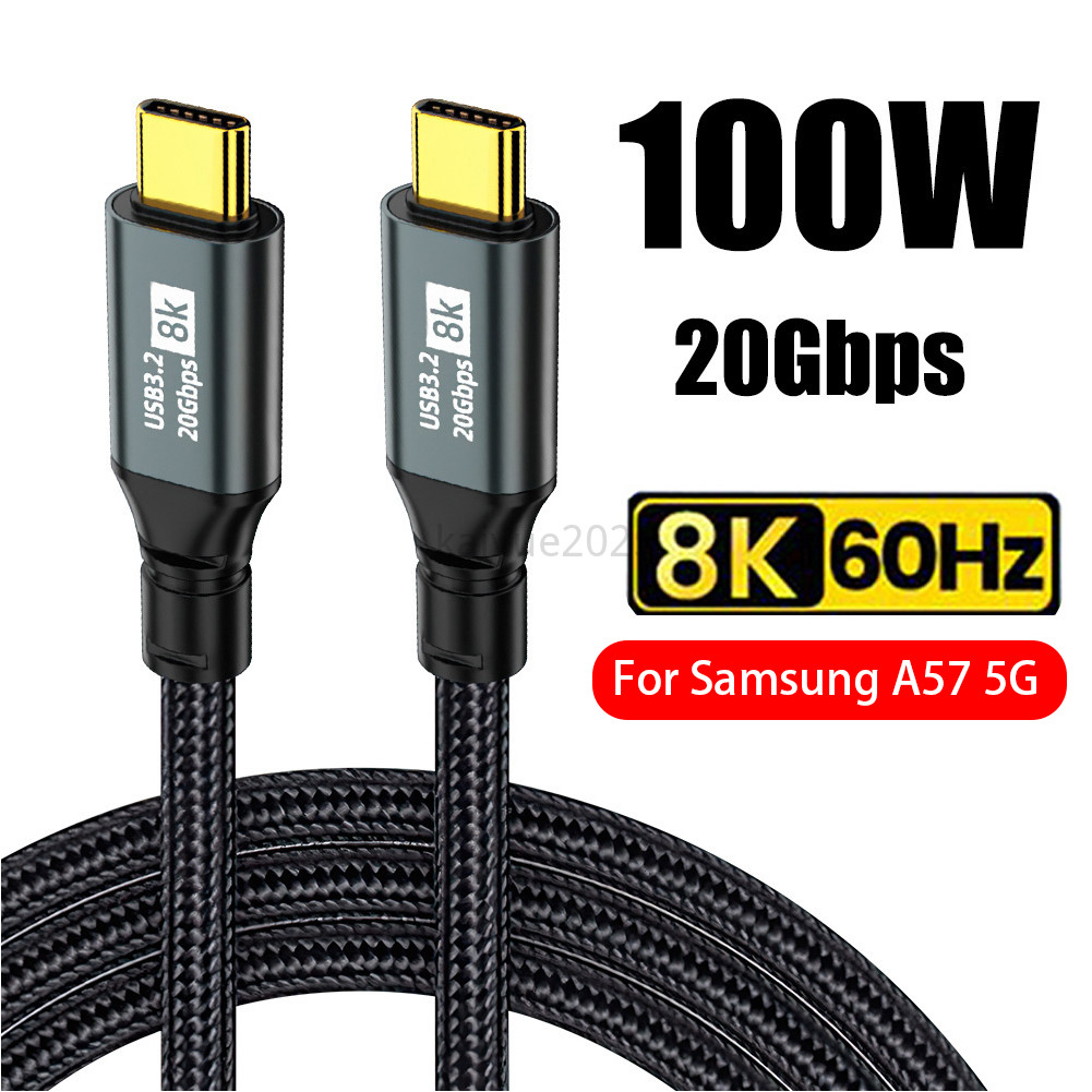 KYBD 1 M 2 M 3 M ประเภท C USB 3.2 20Gbps ThunderBolt 3 8K ขยายสายเคเบิลข้อมูลสายไฟ PD100W Fast สายชาร์จสําหรับ Samsung A57 5G ประเภท C สาย Fast CHARGING