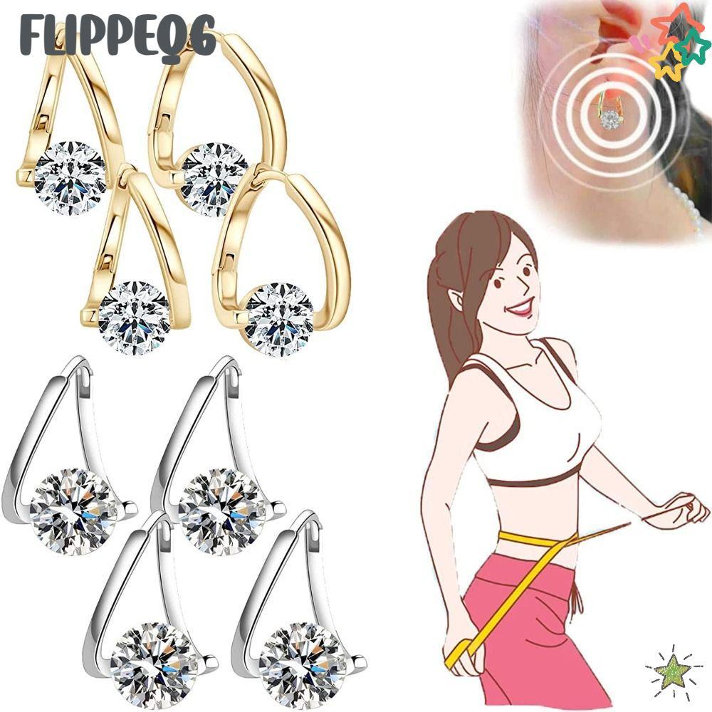 FLIPPEQ6 Magnitherapy Germanium ต่างหูสําหรับลดน้ําหนักฝังเข็มน้ําเหลือง Magnetotherapy ต่างหู, Dangle ต่างหู Jewerlry ของขวัญน้ําเหลืองระบายน้ําหูสตั๊ด