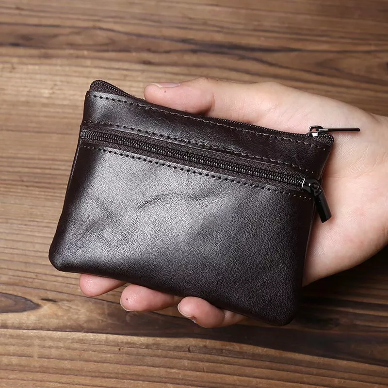 Wallet Men Money bag man Soft Leather Small Wallet Business Card Holder Ultra-Thin Small Card Holder First Layer Leather Simple Zipper Drivers License bag Bus Card Key Case amj20266.my06.10