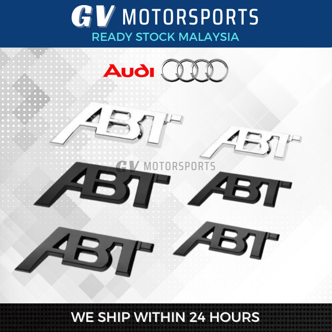 ABT Audi โลโก้โลหะ 3D ตราสัญลักษณ์รูปลอก Audi Q3 Q5 Q7 A3 A4 A5 A6 B6 B8 S4 S5